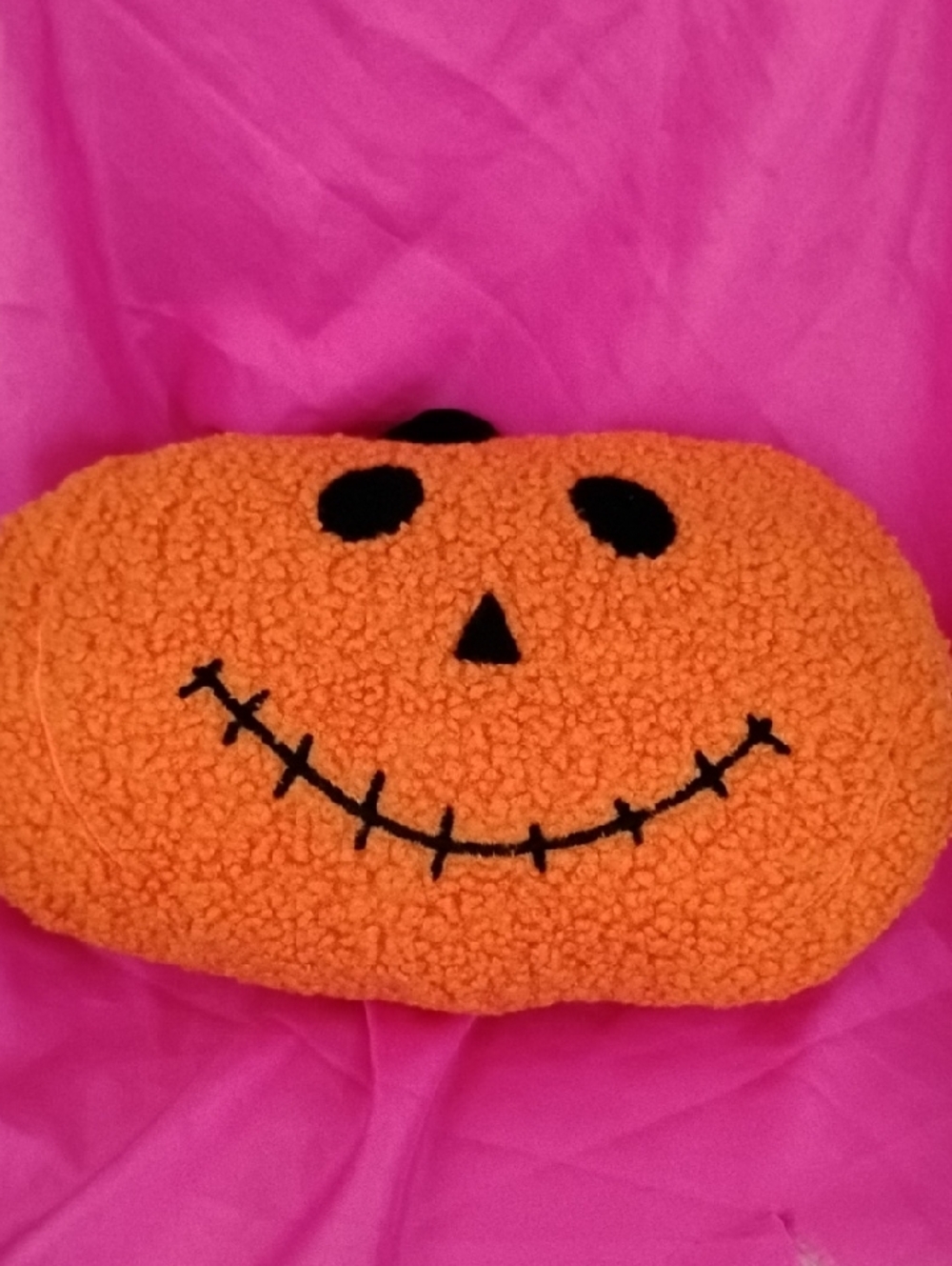 Plush Pumpkin Pillow - Orange & Black - Picture 8 of 8